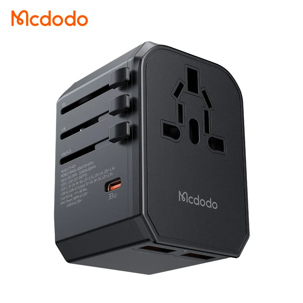 MCDODO 429 33W อะแดปเตอร์เดินทางอเนกประสงค์ปลั๊ก AC 30W ชาร์จเร็ว UK/US/EU/Au PPS PD C + อะแดปเตอร์เดินทาง USBX2สำหรับแล็ปท็อปและโทรศัพท์มือถือ