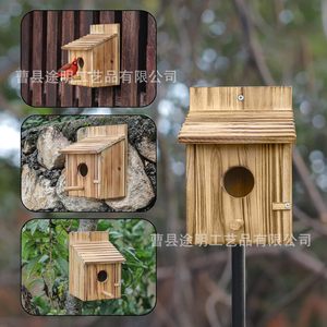 Caja de Madera para Nido de Pájaros 15x15x21.8cm Acabado Natural para Montar en Árbol para Aves Silvestres - Product Image 2