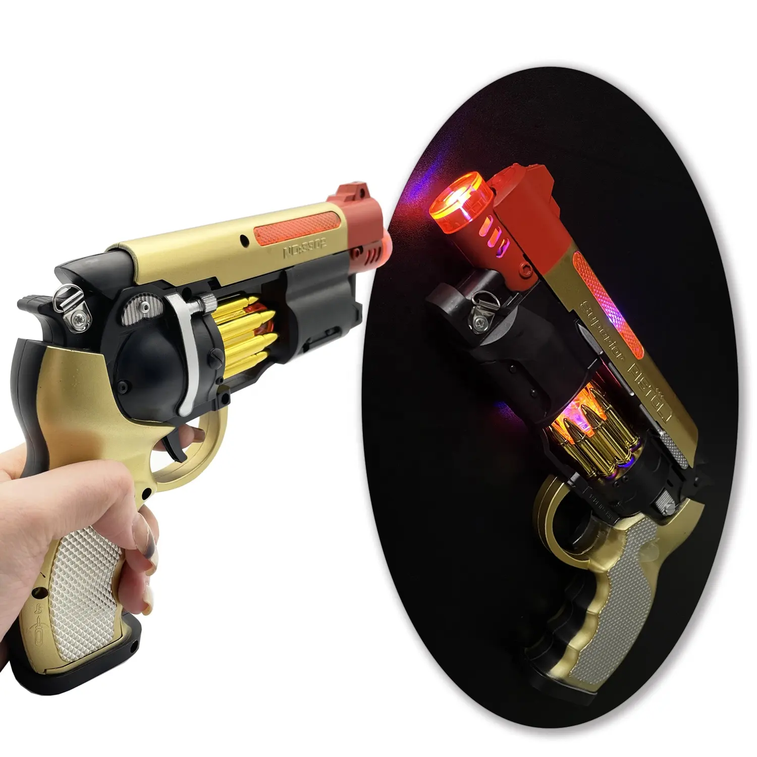 Jouets lumineux en gros pistolet jouet revolver led avec son pistolet jouet électronique en plastique pour cadeau d'enfants