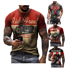 Evertop OEM/ODM Custom logo Men's Hip Hop <strong>Motorbike</strong> Digital Knitted Printed Short Sleeve Sublimation T-Shirt - Product Image 1
