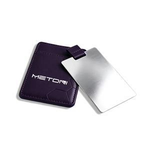 Rectangle Portable Custom Logo Stainless Steel Single Side Cosmetic Pocket <b>Mirror</b> With PU Pouch - Product Image 6