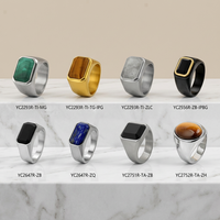 Bague Chevalière Tizti en Acier Inoxydable avec Pierres Précieuses Malachite, Œil de Tigre, Onyx, Lapis Lazuli – Bijou Tendance pour Homme, Idéale pour Fiançailles