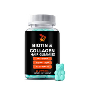 Private Label Biotin <b>Collagen</b> Hair Gummies with Biotin Hyaluronic Acid Beauty Skin Hair Nails Support Provides Intense - Product Image 1