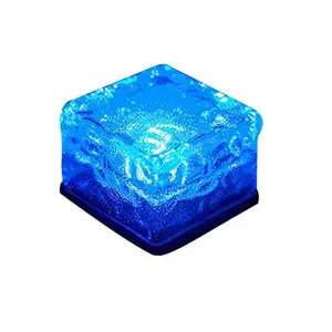 1 LED Square Cube Frosted Glass Blocks Solar In-ground Glass Ice Cube Brick Landscape Lights Lamp for Garden Lawn Pathway Patio