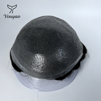 Système capillaire pour hommes, base en PU pleine peau 0,04mm-0,06mm, double nœud arrière, boucle en V à l'avant, ligne de cheveux naturelle, toupet