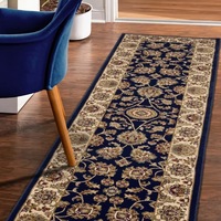 Washable Faux Sheepskin Low Pile Waterproof Runner Rug Vintage Oriental Floral Hallway Anti-Slip Backing Decorative Area Rug