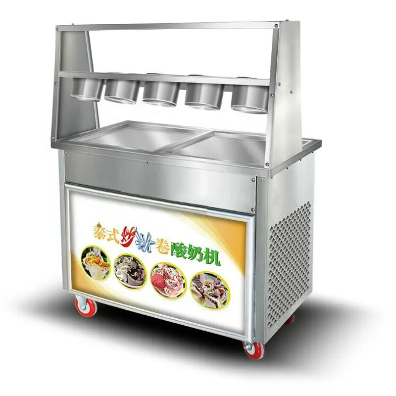 110v 220v elettrico Thai Fry Pan gelato rotolato Yogurt fritto rotolatore macchina