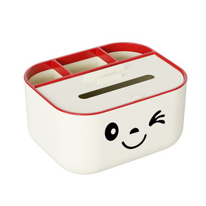 Square Desktop Storage Box With Compartments Multi Purpose Tissue Box For Home Living Room Remote Control Holder - Product Image 1