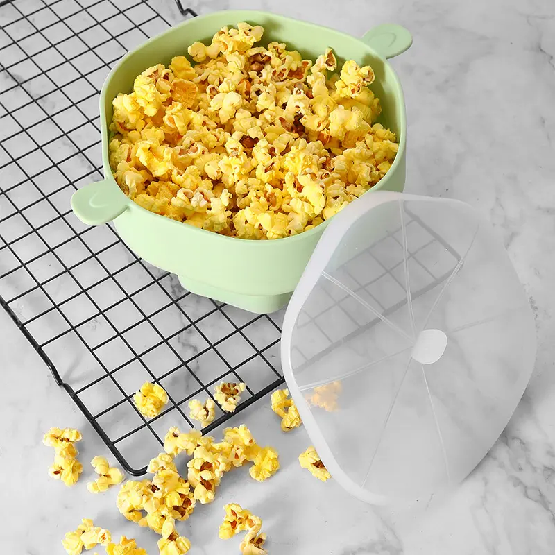 Healthy Hot Air Silicone Popcorn Popper Includes Measuring Cup and Removable Lid