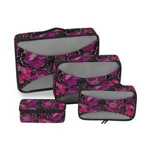 Ensemble de 6 organiseurs de voyage avec motif floral rose, doublure en maille et fermeture éclair, sacs de voyage et cubes de compression - Product Image 5