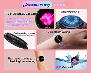 DM70 AMOLED più piccolo della moda Smart Watch da donna Touch Screen da 1.04 pollici per la salute femminile orologio sportivo chiamata frequenza cardiaca <span class=keywords><strong>Smartwatch</strong></span> - Product Image 3