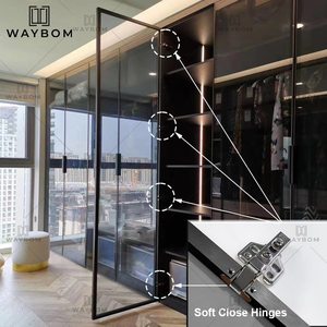 Armoire en verre aluminium gris or moderne, armoire de cuisine, poignée de traction pivotante, cadre de <span class=keywords><strong>porte</strong></span> <span class=keywords><strong>coulissante</strong></span> pour profilé en aluminium - Product Image 4