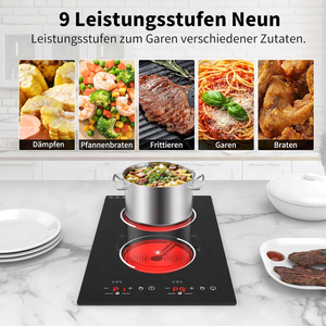 Cuisinière infrarouge commerciale intégrée VBGK 220V 2 brûleurs, panneau en verre céramique, commande tactile par capteur, 9 niveaux de chauffage, sécurité enfant - Product Image 4