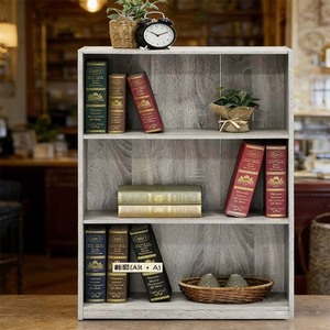 Libreria Moderna a 3 Ripiani in Legno Massello Regolabile, Scaffale Aperto <span class=keywords><strong>per</strong></span> Organizzazione <span class=keywords><strong>Casa</strong></span> e Ufficio - Product Image 6