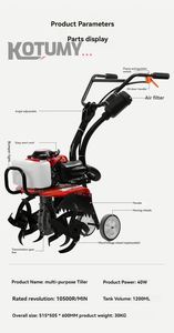 Multifunctional Gasoline Engine Farm <b>Cultivator</b> Small Scarifier Rotary Tillage Ridging Weeding Ploughing Machine - Product Image 3