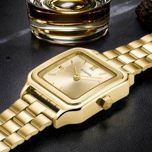 Montre pour femme en acier inoxydable massif avec cristal saphir, mouvement à quartz 3 ATM, bracelet en or 18 carats - Product Image 4