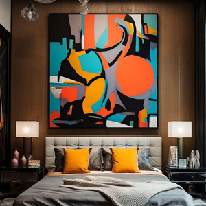 Pintura al Óleo Abstracta Moderna y Colorida, Pintura a Mano sobre Lienzo, Arte de Pared con Marco para Decoración del Hogar - Product Image 3