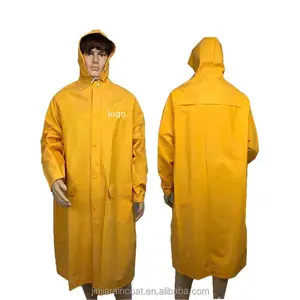 फैक्टरी निर्माता कीमत आउटडोर काम निविड़ अंधकार रेनकोट के लिए भारी शुल्क पीवीसी पॉलिएस्टर बारिश कोट पुरुषों