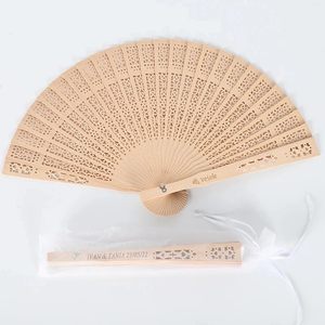 Éventail pliant en bambou gravé personnalisé, couleur naturelle, pour mariage, anniversaire, fête de bébé, décoration, cadeaux personnalisés, peint, réutilisable - Product Image 1