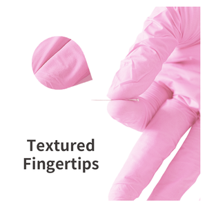 Gants jetables en nitrile M3.5g sans poudre, sans <span class=keywords><strong>latex</strong></span> rose texturé du bout des doigts pour le nettoyage de la maison du restaurant, <span class=keywords><strong>contact</strong></span> <span class=keywords><strong>alimentaire</strong></span> - Product Image 6