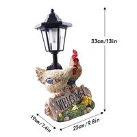 Lampe de jardin familiale solaire en forme de poulet, statue de coq, de poule et de poussins en résine avec inscription « BIENVENUE », décoration de patio extérieur pour la cour et la pelouse