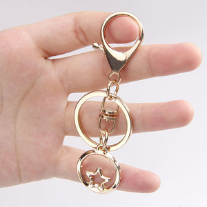 Alloy Keychain Lobster Buckle Round Five Pointed Star Pendant DIY Jewelry <b>Accessories</b> Metal <b>Key</b> <b>Ring</b> Fashion Trend - Product Image 2