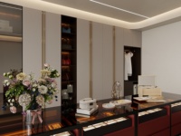 Armoire en bois Aige pour chambre à coucher, avec portes laquées, élégante pour espace vestiaire