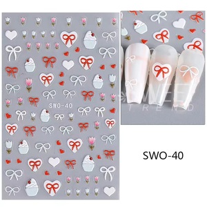 Fabricantes de pegatinas para uñas Pegatinas de flores para uñas Primavera Verano <span class=keywords><strong>Sakura</strong></span> 5D Diseño de bola de cereza Pegatinas de lazo para uñas - Product Image 4