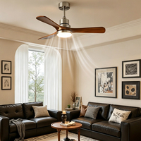 Ventilateur de plafond d'intérieur 220 V à 3 pales, style populaire, 36/42/52 pouces, 6 vitesses, avec lumière LED et télécommande, fabriqué en Chine