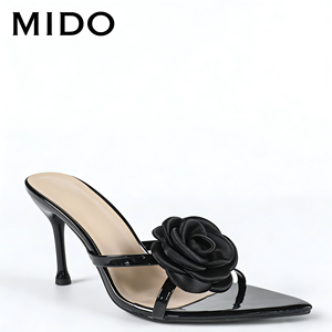 Sandalias de Tacón Alto con Flores Tridimensionales de PU en Punta para Mujer, Estilo Europeo y Americano, Suela de Goma, 8 cm, Verano - Product Image 1