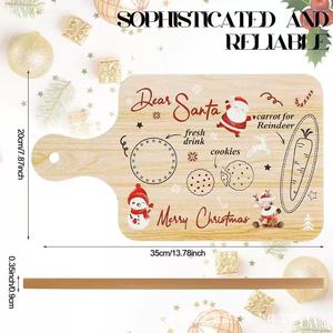 Wooden Christmas Cookie Tray With Handle Rectangle <b>Rustic</b> Design For Dining <b>Table</b> Holiday Decor Single Piece Package - Product Image 4