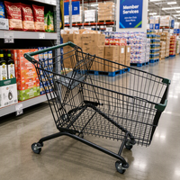 Chariot de courses pliable en acier galvanisé avec poignée réglable, étanche et pratique pour supermarchés et épiceries (vente en gros)