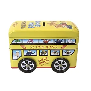 Auto Vormige Piggy Tin Box Leuke Metalen Kan Voor Kids 'Saving