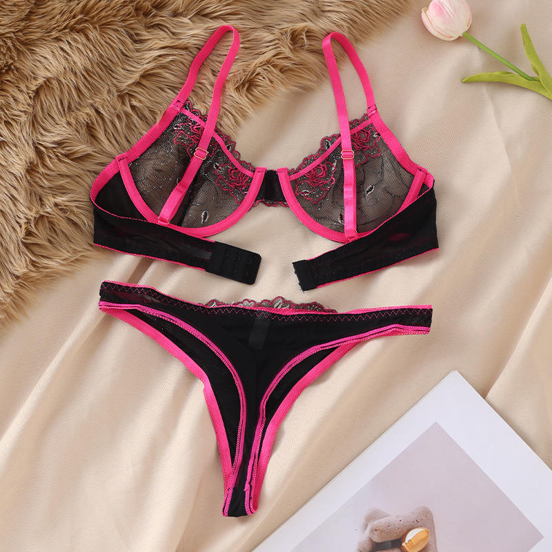 Wholesale New Arrival Beautiful Women's Sexy Bikini Lingerie Set Underwire Floral Breathable Custom OEM Supplier