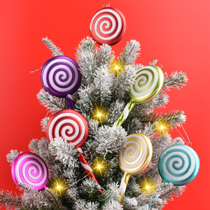 SuperZ M2264 16cm Long Red <b>White</b> Cartoon Candy Simulation Lollipop Ornament Plastic Animated New Year <b>Christmas</b> <b>Tree</b> Decorations - Product Image 5