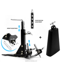 Beatello JBK Metal Cowbell Percussion Instrument Set Cowbell Pedal Support de montage pour pédales de grosse caisse Ensemble d'accessoires de batterie