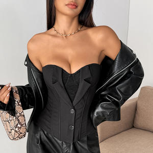 KISS ME ANGEL – Nouveau débardeur noir sexy pour <span class=keywords><strong>femme</strong></span> avec soutien-gorge intégré en dentelle et design bustier sans bretelles pour le quotidien - Product Image 1