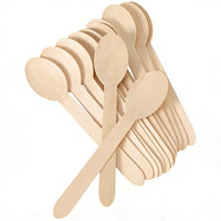 Cuillères jetables biodégradables en bois, écologiques, en bouleau naturel, pour yaourts, smoothies, parfaits et desserts.