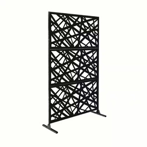 Metal Privacy <strong>Screen</strong>, <strong>Free</strong> <strong>Standing</strong> Privacy <strong>Screen</strong> with Stable Heavy Base Spliced Decoration Fence <strong>for</strong> Patio, Balcony - Product Image 6