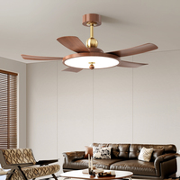 Usine Directement Vente CB CE SAA Certifié 52 Pouces Intérieur LED Ventilateur De Plafond Lumière 5 Lames pour Salon Chambre En Bois De Noyer