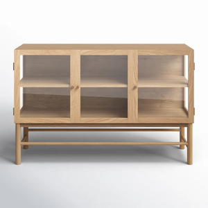 Buffet <span class=keywords><strong>rustique</strong></span> en bois naturel à 3 portes, meuble polyvalent moderne pour salle à manger et vitrine de salon pour rangement de cuisine - Product Image 6