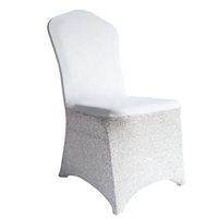 Housse de chaise extensible en spandex à paillettes argentées pour événements, banquets de mariage, hôtels, décoration et location en gros