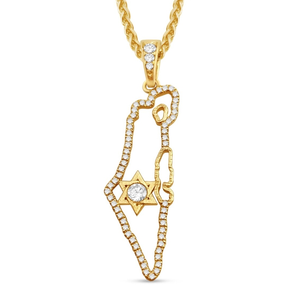 Venta al por mayor barata 18K oro diamantes Israel collar <span class=keywords><strong>mapa</strong></span> colgante con estrella de David hipoalergénico Acero inoxidable encanto collar - Product Image 2
