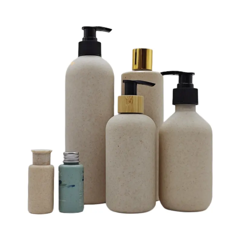 Biodegradable Cylinder Squeeze Soft Touch Hdpe Wheat Straw Bottle Shampoo Bottle