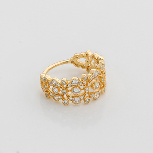 Dunli Jewelry 2024 primavera nuevo producto Euroand estilo americano encaje hueco moda anillo de circón de alto grado S925 Chapado en plata oro - Product Image 3