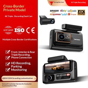 Caméra embarquée Ultra HD 4K à 3 voies, double objectif 2K pour habitacle et arrière, triple objectif, enregistreur vidéo de <span class=keywords><strong>voiture</strong></span> avec application téléphonique, suivi GPS, vision nocturne IR - Product Image 3