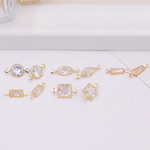 Minik klasik pirinç altın kaplama temizle zirkon kenar geometrik bağlayıcı kolye DIY el yapımı takı yapımı için - Product Image 3