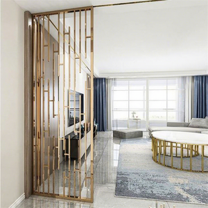 LL335 Metal Translucent Screen <b>Room</b> <b>Divider</b> Hot Sell Wall Partition Stainless Steel Brushed Gold Laser Machine Cut Panel - Product Image 1