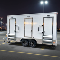 Remorque de toilettes mobiles de luxe commerciale, portable, à double cabine, pour sanitaires de luxe