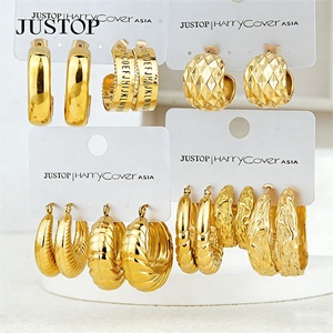 Trending hoop OEM/OEM Waterproof Stainless Steel Gold Plating hypoallergenic Fashion Jewelry supplier gold statement <b>earrings</b> - Product Image 5